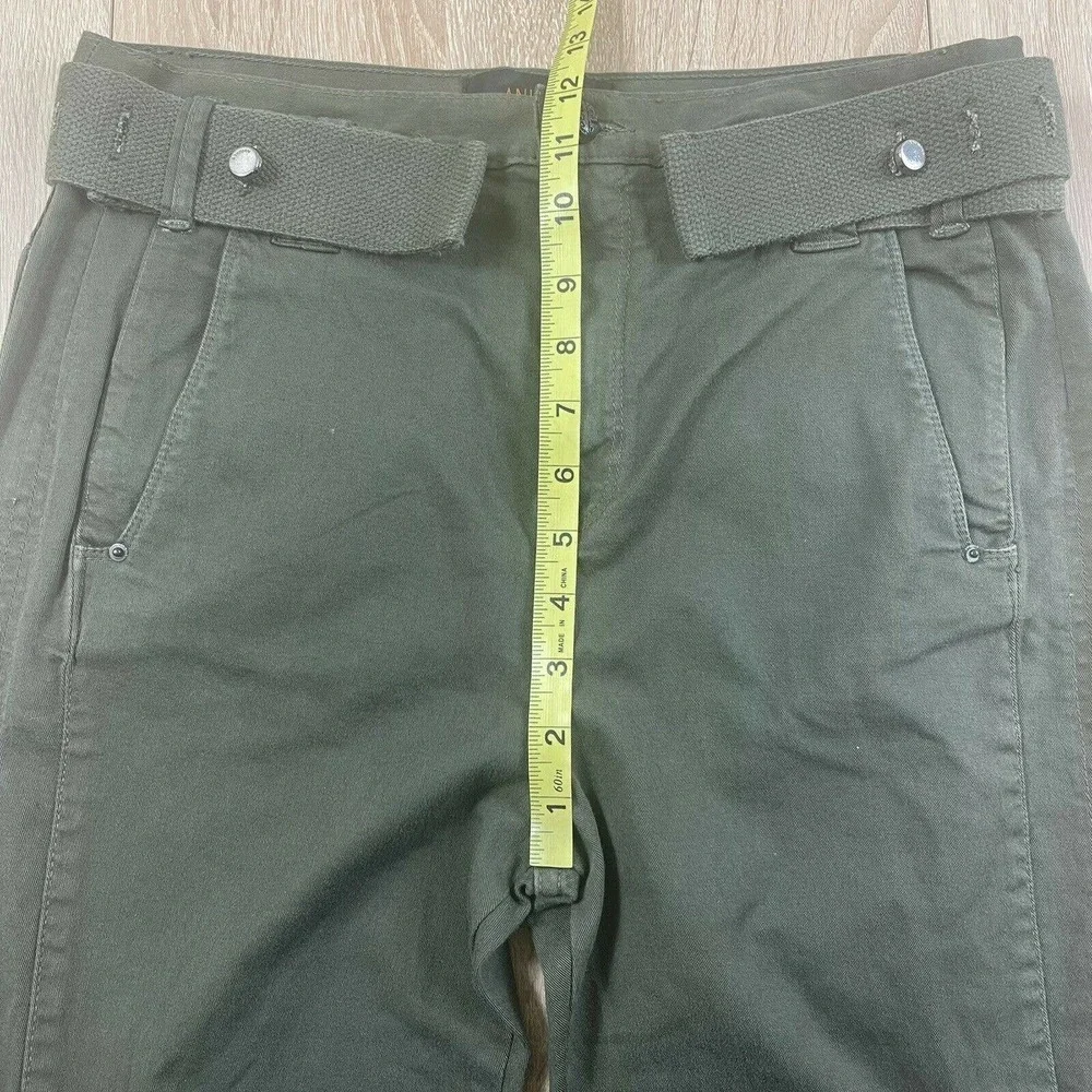 ANIMALE Brazil Womens High Rise Military Style Pants Size 38/6 Green Leg Buckles - Picture 6 of 12